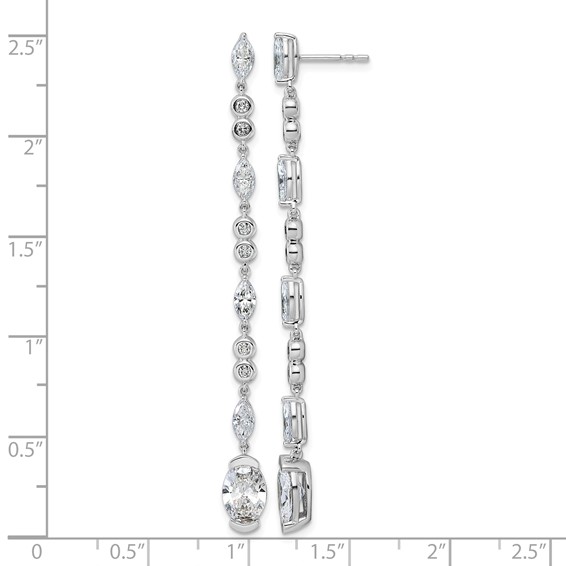 14kw 3 5/8ct Cert Oval LabGrown Dia VS+ F+ Post Comp Drop Earrings - Image 4
