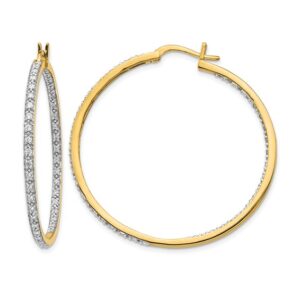 14k 7/8ct Lab Grown Diamond VS/SI+ G+ Comp In/Out Hoop Earrings