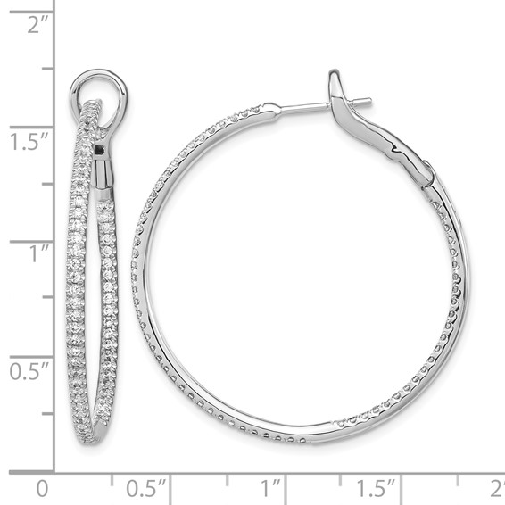14k White Gold 1 ct Lab Grown Diamond VS/SI+ G+ In/Out Hoop Earrings - Image 4