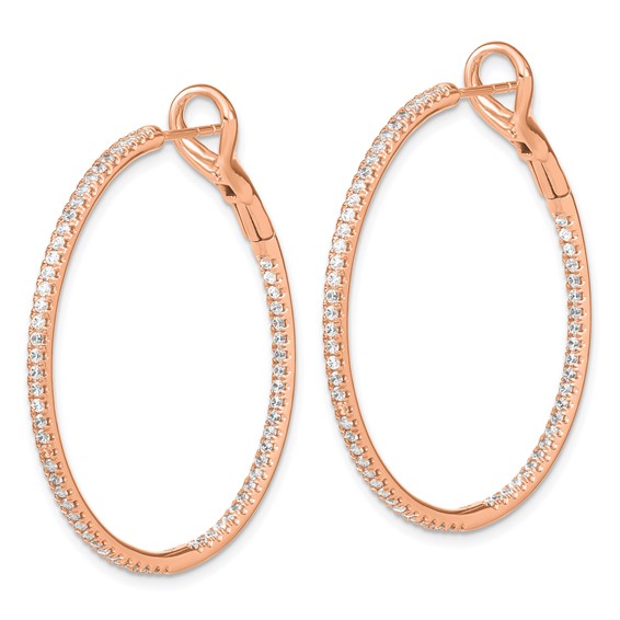 14k 1 ct Lab Grown Diamond VS/SI+ G+ In/Out Hoop Earrings - Image 2