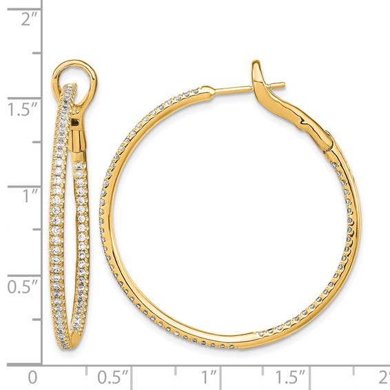 14k 1 ct Lab Grown Diamond VS/SI+ G+ In/Out Hoop Earrings - Image 4