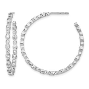 14kw 1 1/2ct Lab Grown Dia VS/SI+ G+ Comp. Circle Bezel Hoop Earrings