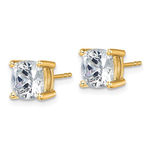 14ky 5ct Cert Lab Grown Dia VS+ F+ Cushion Comp 4 Prong Stud Earrings - Image 2