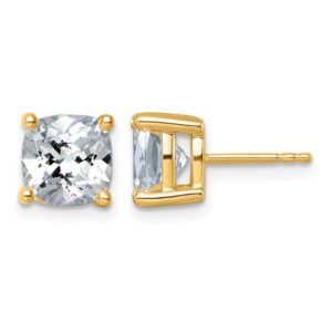 14ky 5ct Cert Lab Grown Dia VS+ F+ Cushion Comp 4 Prong Stud Earrings