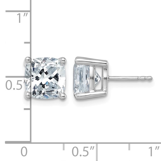 14kw 6ct Cert Lab Grown Dia VS/SI+ G+ Cushion Comp 4 Prong Stud Earrings - Image 4