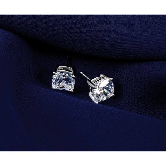 14kw 6ct Cert Lab Grown Dia VS/SI+ G+ Cushion Comp 4 Prong Stud Earrings - Image 7