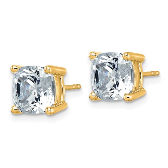 14ky 6ct Cert Lab Grown Dia VS/SI+ G+ Cushion Comp 4 Prong Stud Earrings - Image 2