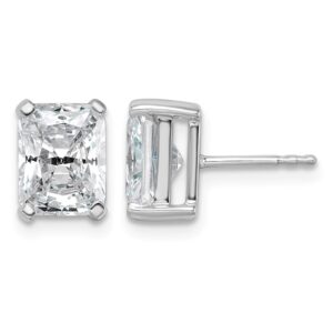 14kw 4ct Cert Lab Grown Dia VS+ F+ Radiant Comp 4 Prong Stud Earrings