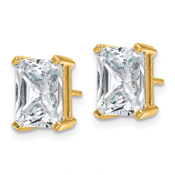 14ky 5ct Cert Lab Grown Diamond VS+ F+ Radiant Comp 4 Prong Stud Earrings - Image 2