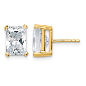 14ky 5ct Cert Lab Grown Diamond VS+ F+ Radiant Comp 4 Prong Stud Earrings