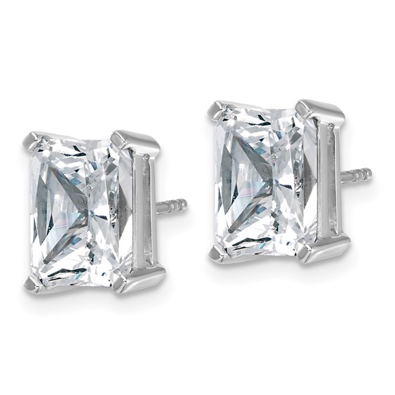 14kw 6ct Cert Lab Grown Dia VS+ F+ Radiant Comp 4 Prong Stud Earrings - Image 2