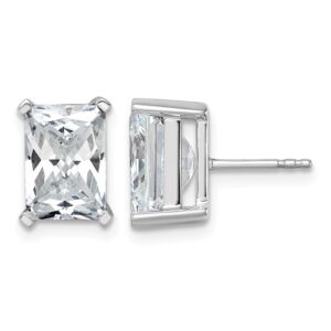 14kw 6ct Cert Lab Grown Dia VS+ F+ Radiant Comp 4 Prong Stud Earrings