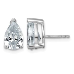 14kw 4ct Cert Lab Grown Diamond VS+ F+ Comp Pear 3 Prong Stud Earrings