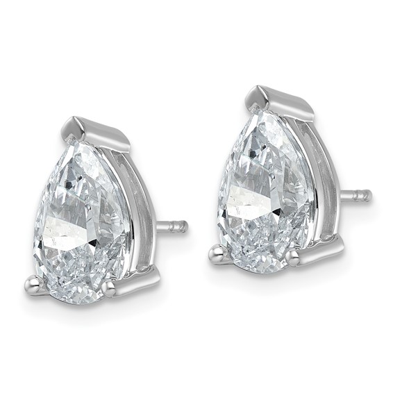 14kw 5ct Cert Lab Grown Diamond VS+ F+ Comp Pear 3 Prong Stud Earrings - Image 2