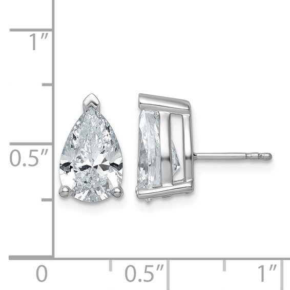 14kw 5ct Cert Lab Grown Diamond VS+ F+ Comp Pear 3 Prong Stud Earrings - Image 4
