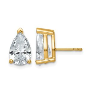 14ky 5ct Cert Lab Grown Diamond VS+ F+ Comp Pear 3 Prong Stud Earrings