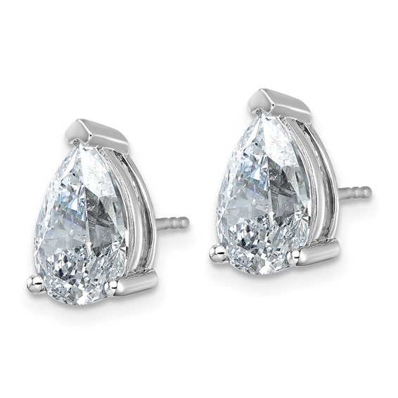 14kw 6ct Cert Lab Grown Dia VS/SI+ G+ Comp Pear 3 Prong Stud Earrings - Image 2