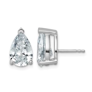 14kw 6ct Cert Lab Grown Dia VS/SI+ G+ Comp Pear 3 Prong Stud Earrings
