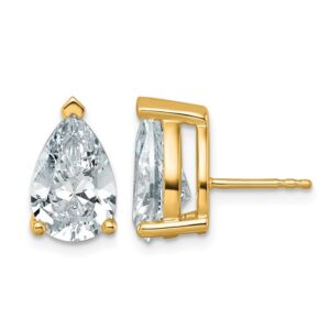 14ky 6ct Cert Lab Grown Diamond VS/SI+ G+ Comp Pear 3 Prong Stud Earrings