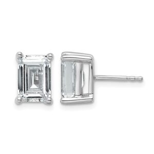 14kw 4ct Cert Lab Grown Dia VS+ F+ Emerald Comp 4 Prong Stud Earrings