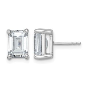 14kw 5ct Cert Lab Grown Dia VS+ F+ Emerald Comp 4 Prong Stud Earrings