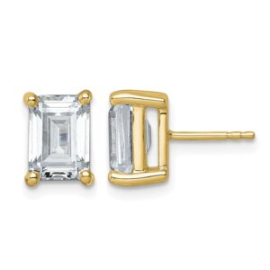 14ky 5ct Cert Lab Grown Diamond VS+ F+ Emerald Comp 4 Prong Stud Earrings