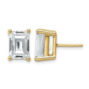 14ky 6ct Cert Lab Grown Dia VS+ F+ Emerald Comp 4 Prong Stud Earrings