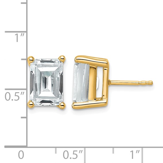14ky 6ct Lab Grown Diamond VS+ F+ Emerald Comp 4 Prong Stud Earrings - Image 4