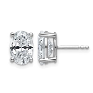 14kw 4ct Cert Lab Grown Diamond VS+ F+ Comp Oval 4 Prong Stud Earrings