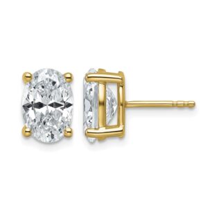14ky 4ct Cert Lab Grown Diamond VS+ F+ Comp Oval 4 Prong Stud Earrings