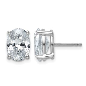14kw 5ct Cert Lab Grown Diamond VS+ F+ Comp Oval 4 Prong Stud Earrings