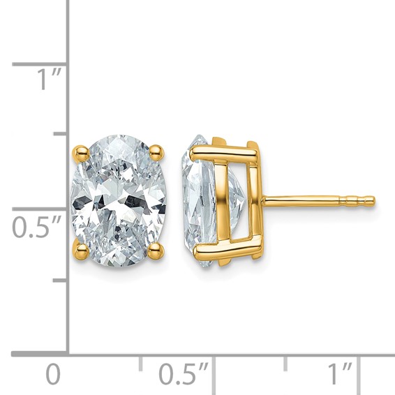 14ky 5ct Cert Lab Grown Diamond VS+ F+ Comp Oval 4 Prong Stud Earrings - Image 4