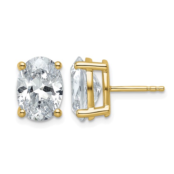 14ky 5ct Cert Lab Grown Diamond VS+ F+ Comp Oval 4 Prong Stud Earrings
