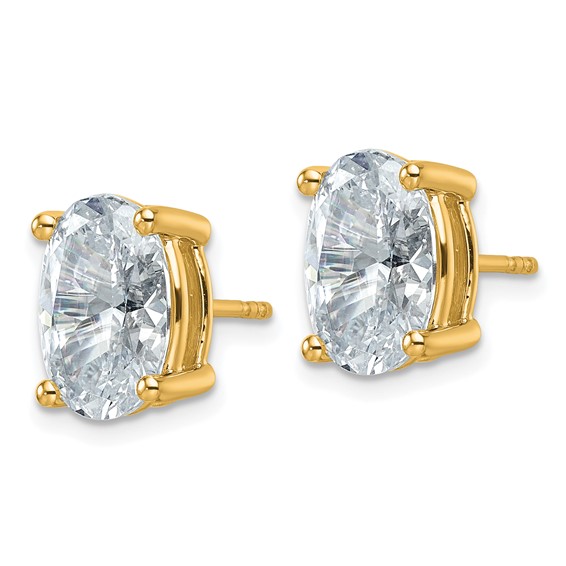 14ky 6ct Cert Lab Grown Diamond VS+ F+ Comp Oval 4 Prong Stud Earrings - Image 2
