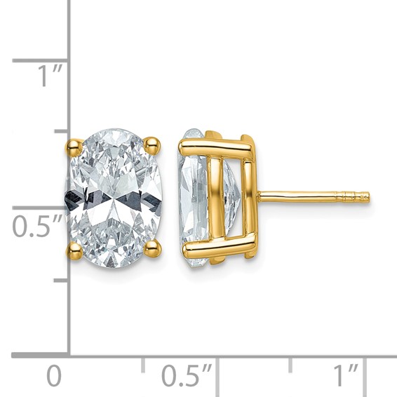 14ky 6ct Cert Lab Grown Diamond VS+ F+ Comp Oval 4 Prong Stud Earrings - Image 4