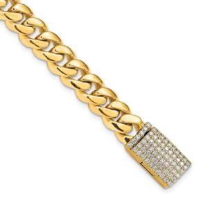 14k 1 1/4ct Lab Grown Dia VS+ F+ Comp 8.25in 8.7mm Cuban Link Bracelet