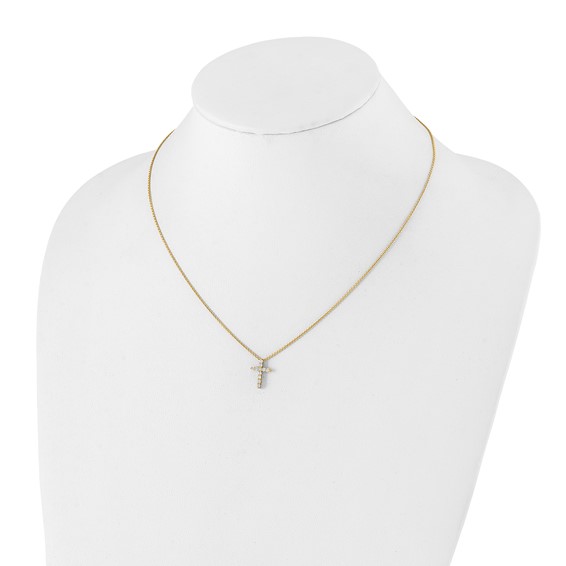 14k 1/4ct Lab Grown Diamond VS/SI+ G+ Comp 18in Cross Pendant Necklace - Image 3