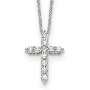 14kw 1/2ct Lab Grown Diamond VS/SI+ G+ Comp 18in Cross Pendant Necklace