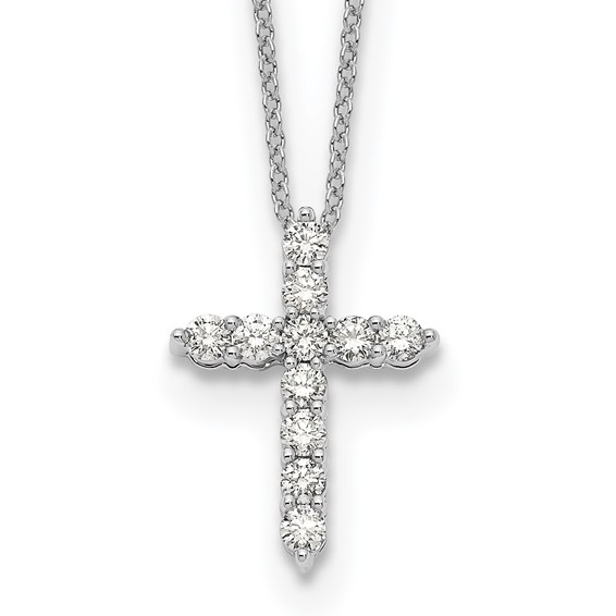 14kw 1/2ct Lab Grown Diamond VS/SI+ G+ Comp 18in Cross Pendant Necklace
