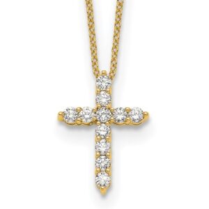 14k 1/2ct Lab Grown Diamond VS/SI+ G+ Comp 18in Cross Pendant Necklace