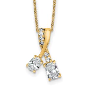14k 7/8ct Lab Grown Dia VS/SI+ G+ Comp 18in 2 Stone Pendant Necklace