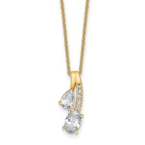 14k 7/8ct Lab Grown Dia VS/SI+ G+ Comp 18in 2 Stone Pendant Necklace