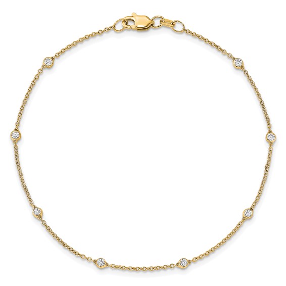 TO 14k 1/5ct Lab Grown Diamond VS+ F+ Comp. 9 Station 9 inch Bracelet - Image 4