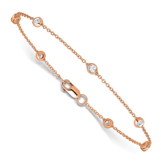TO 14kr 1/2ct Lab Grown Diamond VS+ F+ Comp. 8 Station 8 inch Bracelet - Image 3