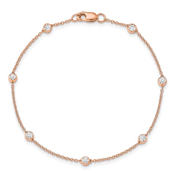 TO 14kr 1/2ct Lab Grown Diamond VS+ F+ Comp. 8 Station 8 inch Bracelet - Image 4