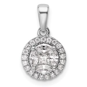 14k White Gold 1/2 ct Lab Grown Diamond VS/SI+ G+ Halo Pendant
