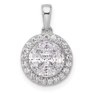 14k White Gold 1 ct Lab Grown Diamond VS/SI+ G+ Halo Pendant