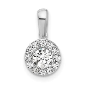 14kw 1/2ct Lab Grown Diamond VS/SI+ G+ Comp Round Halo Pendant