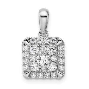 14kw 1/2ct Lab Grown Diamond VS/SI+ G+ Comp Square Cluster Pendant
