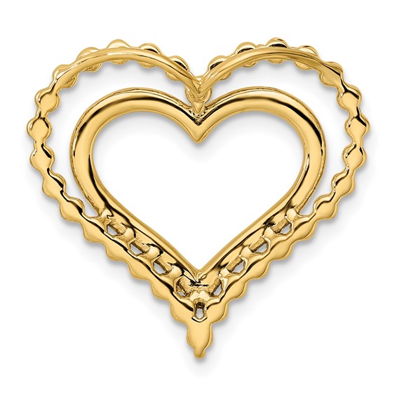 14k 1/2ct Lab Grown Diamond VS/SI+ G+ Comp Double Heart Chain Slide - Image 3